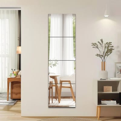 Zelfklevende Spiegeltegels van Glas - 35 x 35 cm, 4 Stuks - Decoratieve Wandspiegel voor Hal, Slaapkamer en Meer