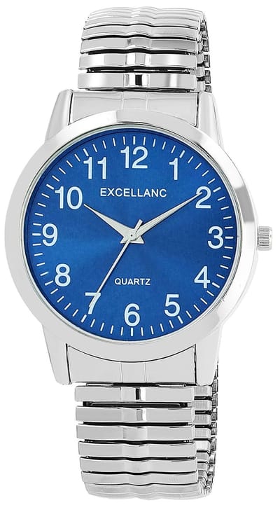 EXCELLANC herenhorloge roestvrij staal zilverkleurig, mineraalglas