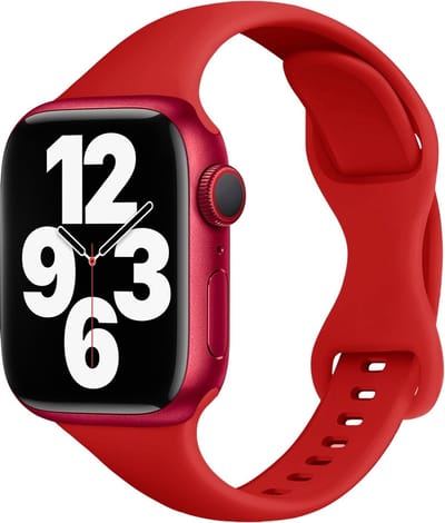 By Qubix - Geschikt voor Apple Watch bandje - Siliconen sportbandje Slim Fit - Rood - Geschikt voor Apple Watch 38mm / 40mm / 41mm / 42mm - siliconen sport bandje - smartwatchbandje