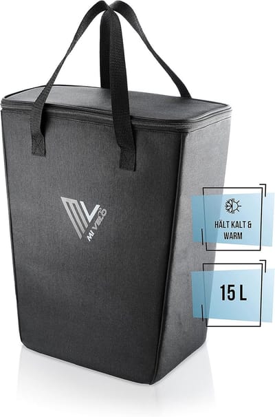 Thijox - MIVELO Koeltas voor op de fiets, Opvouwbare Fietstas Inzet, 15 Liter, Ideaal voor Boodschappen, Picknicks, Camping, Draagtas, Koelaccessoires