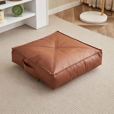 Zitkussen Vierkant - Stoel Ondersteuning - Comfortabel Zitten - Waterbestendig Kunstleer - 50x50x10cm - Bruin
