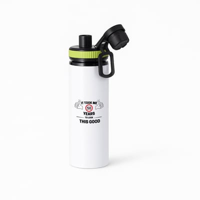Hacebo® - hoera 50 jaar waterfles met draaidop groen - Verjaardag cadeau - Papa - Mama - Collega - Grappige tekst - water fles - 850ML