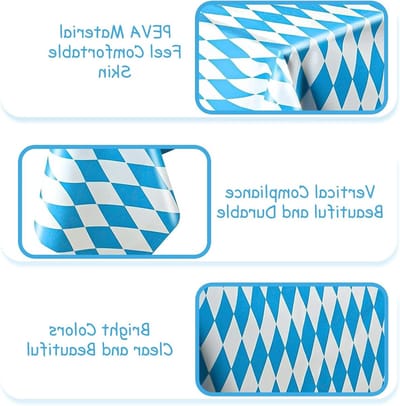 Oktoberfest tafellaken 130x220cm in blauw-wit met ruitpatroon voor Duitse bierfeesten en feestdecoraties, ideaal voor Bavarian thema's en feestversieringen