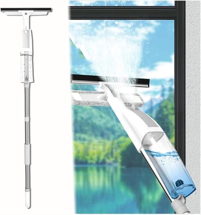 Raamwisser Set - Glasreiniger - Ramen Schoonmaken - 3-in-1 Ontwerp - 120 cm - Grijs