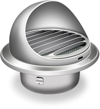 Ventilatierooster 100 mm met hoed van 304 roestvrij staal - Rond afvoerluchtrooster met schroeven en insectengaas