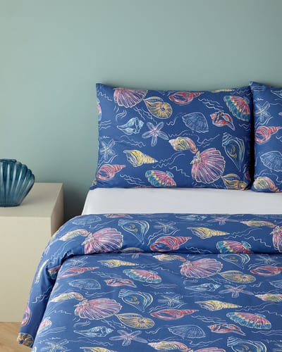 English Home - Dekbedovertrekset - 100% katoen - 200 x 220 cm - Donkerblauw kleur