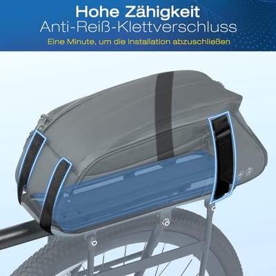 SnelShoppen - Top TrekLuggage Carrier Bag 8L, Fiets Tas met Regenbescherming, 3-in-1, 38x16x15 cm, Ideaal voor Fietsvakanties en Dagtochten