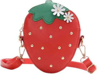 Leuke Aardbei Portemonnee voor Meisjes - Schattige Tas voor Kinderen, Rood, Compact en Handig, 14X12X5CM