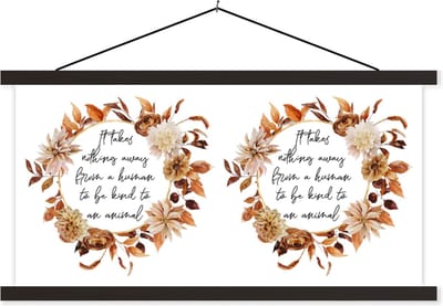 Posterhanger incl. Poster 60x30 cm - Schoolplaat - Spreuken - It takes nothing away from a human to be kind to an animal - Quotes - Dieren - Textielposter - Zwarte latten