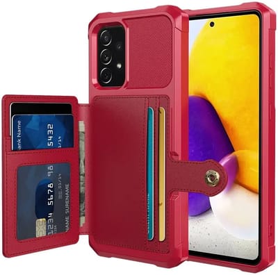 Portemonnee Hoesje Geschikt voor de Samsung Galaxy A52 / A52S - Back Cover met Pasjeshouder - Telefoonhoesje voor Pinpas - Kaarthouder op Achterkant - Case met Magneet voor Auto Houder Rood