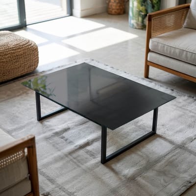 Coloray Tafelblad - Tafelblad Glas - 80x60 cm - Zwart - Rechthoek Glazen Tafelblad - Tafelblad Van Glas - Tafelblad Vierkant - Salontafel Blad - Gehard Glas Tafelblad woonkamerdecoratie