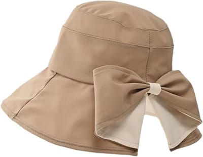 VHV-Dames Zonnehoed met Brede Rand Khaki - UPF50+ UV Beschermende Strandhoed - Opvouwbare Zomerhoed met Stijlvolle Strik - Ideale Vakantiehoed voor Strand en Reizen
