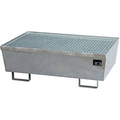 BAUER AM-2 opvangbak, met rooster, staal, 225 l, B 1200 x D 800 x H 415 mm, verzinkt