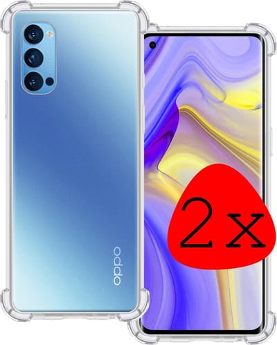 Hoesje 2 Stuks - Geschikt voor OPPO Reno 4 Pro 5G - Sterk & Shockproof - Siliconen Case - Back Cover - Telefoon Hoes Shock Proof - Transparant