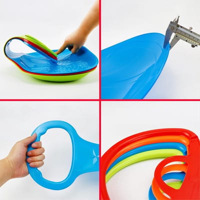 Sneeuwslee board met handvat - 2 stuks voor kinderen - zware plastic skipand - winter skiplanken - buiten speelgoed - ijs sneeuw gras zand - A-rood+blauw