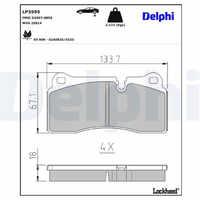 Remblokkenset, schijfrem DELPHI LP3595