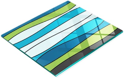 Keukenplank van gehard glas met decoratieve afbeeldingen en kleurrijke strepen, 60x52 cm