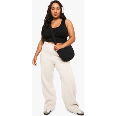 boohoo Dames Plus Piping Detail Straight Leg Jogger | Oatmeal | Maat: 20