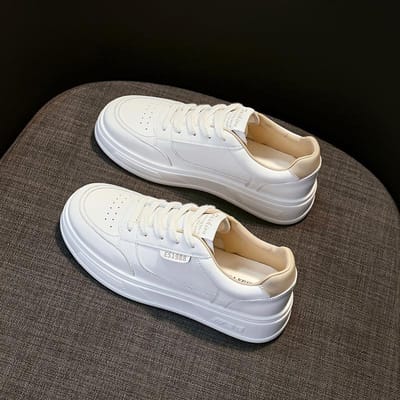 Diksoldige Leren Veelzijdige Kleine Witte Schoenen Damesschoenen Vroege Herfst Nieuwe Student Boardschoenen Casual Sportschoenen Enkelschoenen 40 white