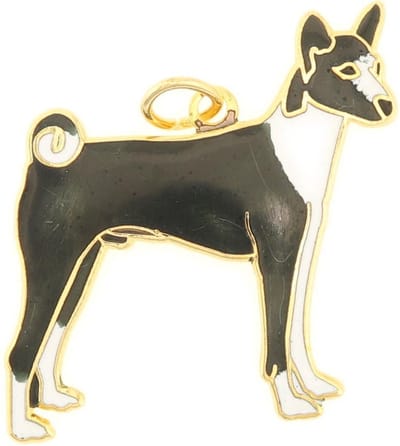 Behave - Hanger hond zwart wit emaille goudkleur - dierensieraad trend