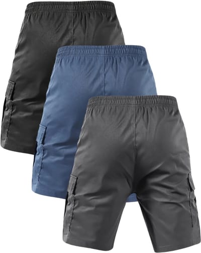 Nivard Korte Broek Heren - Cargobroek - Spijkerbroek - met Zakken - Volwassenen - Jongens - Shorts - 3 Pcs - Grijs/Donkerblauw/Zwart - Maat XXS