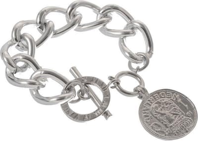 Behave - Zilverkleurige armband - Vintage look met munthanger