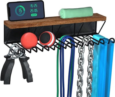 Opbergrek voor Gym - Organizer voor Fitnessapparatuur en Weerstandsbanden met Metalen Haken