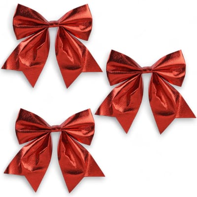 Dailygoody - Grote Kerstdecoratie Strikken - Kerstversiering - Polyester met Metallic Effect - Rood - Decoratie voor de feestdagen - Perfect voor binn...