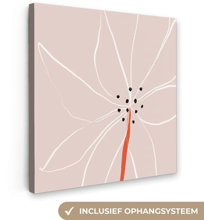 Canvas schilderij 20x20 cm - Wanddecoratie Bloemen - Abstract - Pastel - Muurdecoratie woonkamer - Slaapkamer decoratie - Kamer accessoires - Schilderijen op canvas