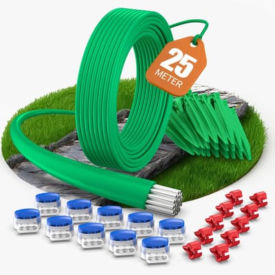 Dailygoods- Begrenzingskabel 25m - 25 Haringen - 10 Kabelverbinders - 10 Aansluitklemmen - Universele Compatibiliteit - Duurzaam Accessoirepakket - Robotmaaier Kabel