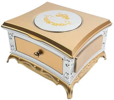 Dailygoody - Muziekdoos - Sieradenopslag - Goudkleurig - Met Spiegel - Decoratieve Opbergdoos - Voor Kinderen - Stijlvol