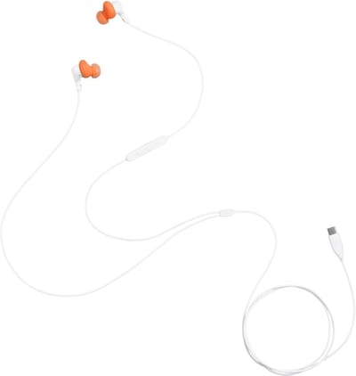 JBL Endurance Run 3 USB-C - Sport Oordopjes voor iPhone 15, 16 & 17 - Bedrade In-ear met FlipHook - USB-C Headset met Microfoon - IP65 Zweetbestendig - Hardlopen & Fitness - Wit