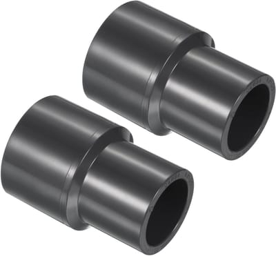 2 Stuks UPVC Reducer Fitting, Rechte Adapter Connector voor Pijpverbinding, Geschikt voor Badkamer, Keuken en Wastafel (Grijs, 1" x 3/4")