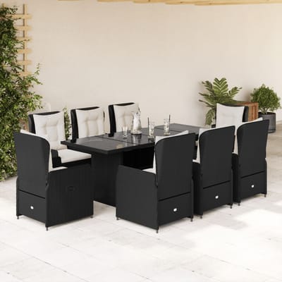 vidaXL - 9-delige - Tuinset - poly - rattan - zwart