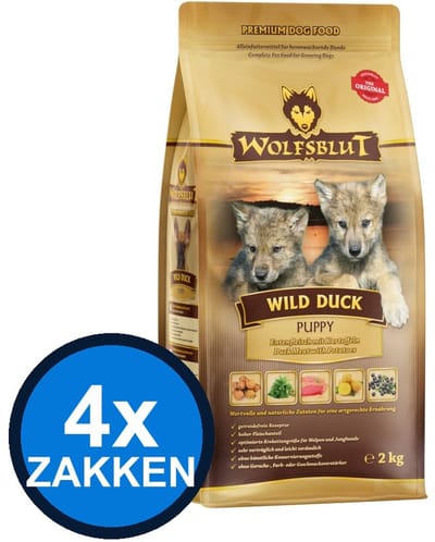 4x Wolfsblut - Puppy Wild Duck - Hondenvoer Droogvoer - 2 kg