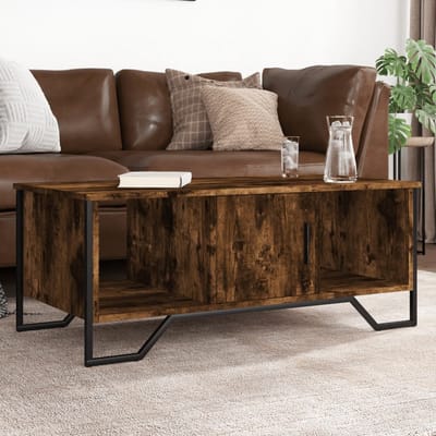vidaXL - Salontafel - 100x51x40 - cm - bewerkt - hout - gerookt - eikenkleurig