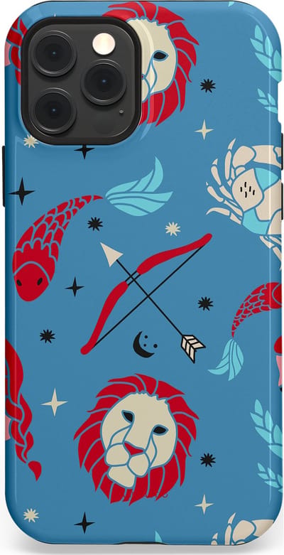 Casetastic hoesje geschikt voor Apple iPhone 12 / Apple iPhone 12 Pro - MagSafe - Dubbellaagse bescherming - Zodiac in verbinding - Fashion Case - Petrol Bordeaux Grijs