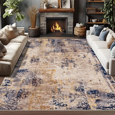 Woonkamer Vloerkleden Zacht Groot Modern Abstract Vloerkleed, Boho Vintage Machinewasbaar Antislip Tapijt, Laagpolige Vloerkleden 183x275cm