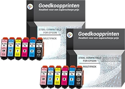 Huismerk Epson 378XL inkt cartridges 2 x 6 Kleuren Multipack (156 ml)