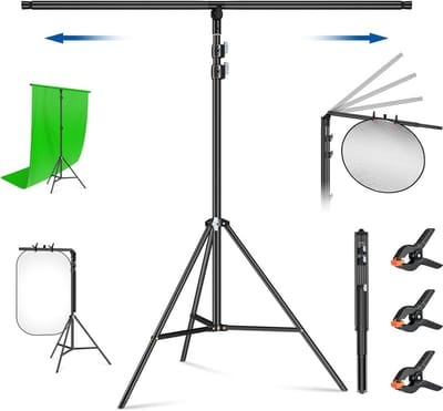 T-Shaped Achtergrondstandaard 2.67x2.07m - Tripod voor Fotostudio, Portret- en Productfotografie, Professionele Achtergrondhouder