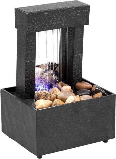 Indoor Zen Tafel Fontein met LED Licht voor Meditatie en Ontspanning - Decoratieve Fontein voor Kantoor en Thuis, Ideaal voor Geluk en Rust