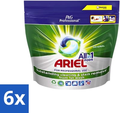 6 x Ariel - Original - All-In-1 Wasmiddel Pods - Krachtige Vlekverwijdering - 70 Wasbeurten - Wasmiddel - Vlekverwijdering - Wasmachine - Wasmiddel Pods - Krachtige Reiniging