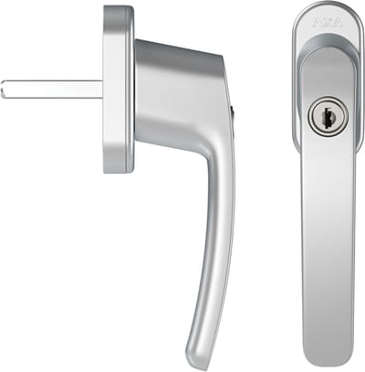 AXA Veiligheids raamsluiting - Oval Roma - Draai-kiep raamkruk - met Cilinder SKG2 - 4 standen - 45° - 40 mm - Afsluitbaar - Aluminium