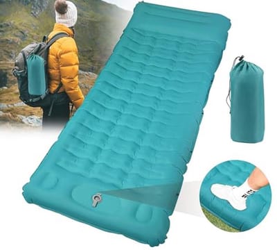 Zelfopblazende Outdoor Slaapmat met Pomp en Kussen - 12 cm Dikte, Ultralicht en Compact