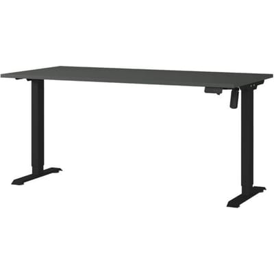 Monaco bureau, elektrisch in hoogte verstelbaar, rechthoekig, T-poot, bedieningspaneel met geheugen, B 1600 x D 800 x H 720-1190 mm, grafiet/zwart