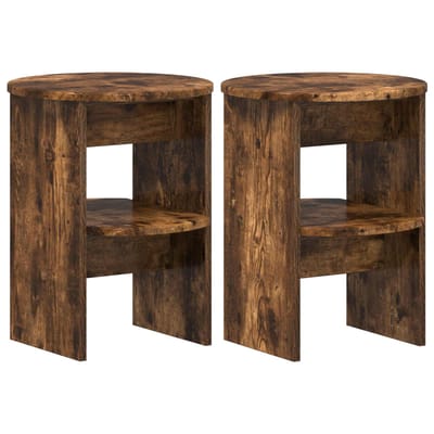 vidaXL - Bijzetkast - 2 - st - Gerookte - Eik - Ø40 - x - 50 - cm - Geconstrueerd - hout