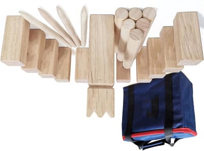 Lexium Kubb - Zweeds werpspel voor buiten - Houten buitenspel voor gezin en vrienden - Tuinspel voor jong en oud - Werpspel voor camping, strand en park - Complete set met koningsstuk en stokken - Educatief en sportief spel - Ideaal voor feestjes, ba