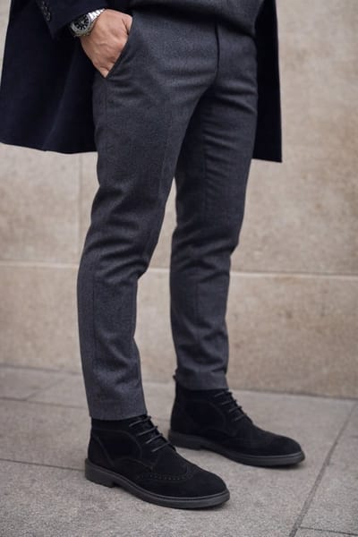 Nette Suède Schoenen- Enkellaars- Veterschoenen voor heren- Mannen laarzen 1041- Leather- Suède leer- Maat 44