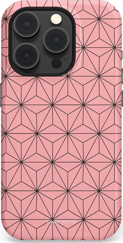 Casetastic Hoesje Geschikt voor Apple iPhone 15 Pro Magsafe - Stijlvolle Beschermende Duo-layer Case - Roze Zwarte Fashion Paris Patroon