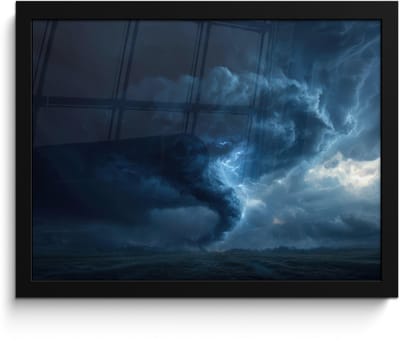 Poster in lijst - Fotolijst 40x30 cm - Posters - Tornado - Duister - Wolken - Posterlijst zwart - Decoratie - Wanddecoratie woonkamer - Muurdecoratie slaapkamer